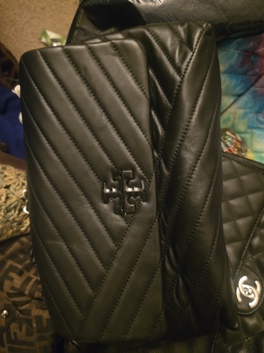 Tory Burch Kira Chevron Convertible Shoulder Bag Black
